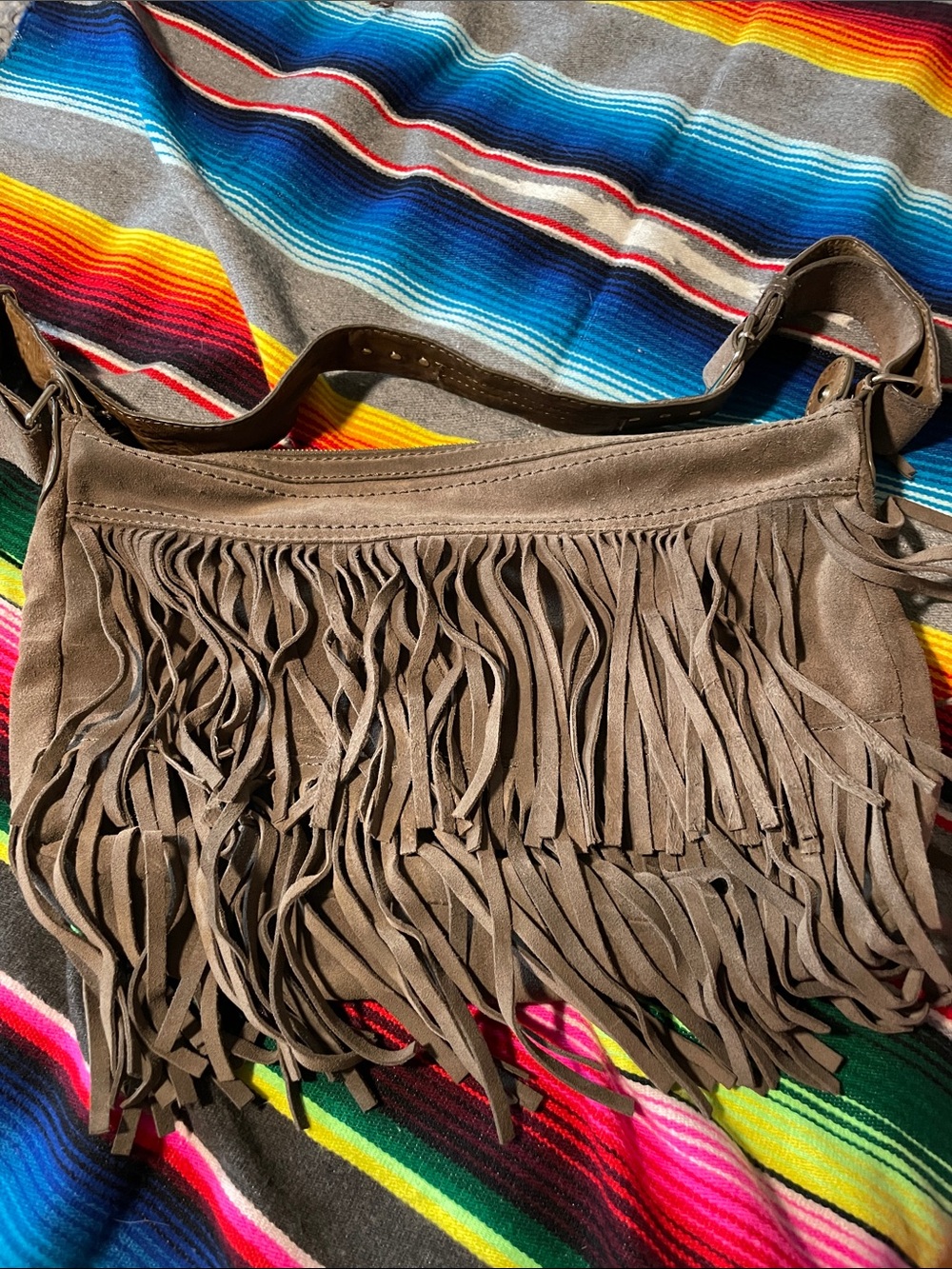 GAP broken in Taupe Suede Fringe Shoulder Bag
